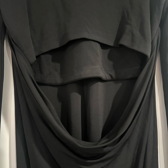 T by A l e x a n d e r  Wang Matte Jersey Long Sleeve Back Cowl Mini Dress - Picture 7 of 10